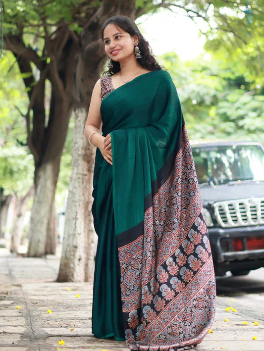 Ajrakh Modal Silk Saree